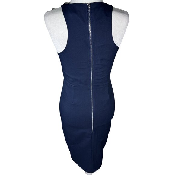NWT Lavish Alice Womens Dress Size 8 Navy Sleeveless Bodycon Midi Dress Lace-Up - Picture 6 of 12